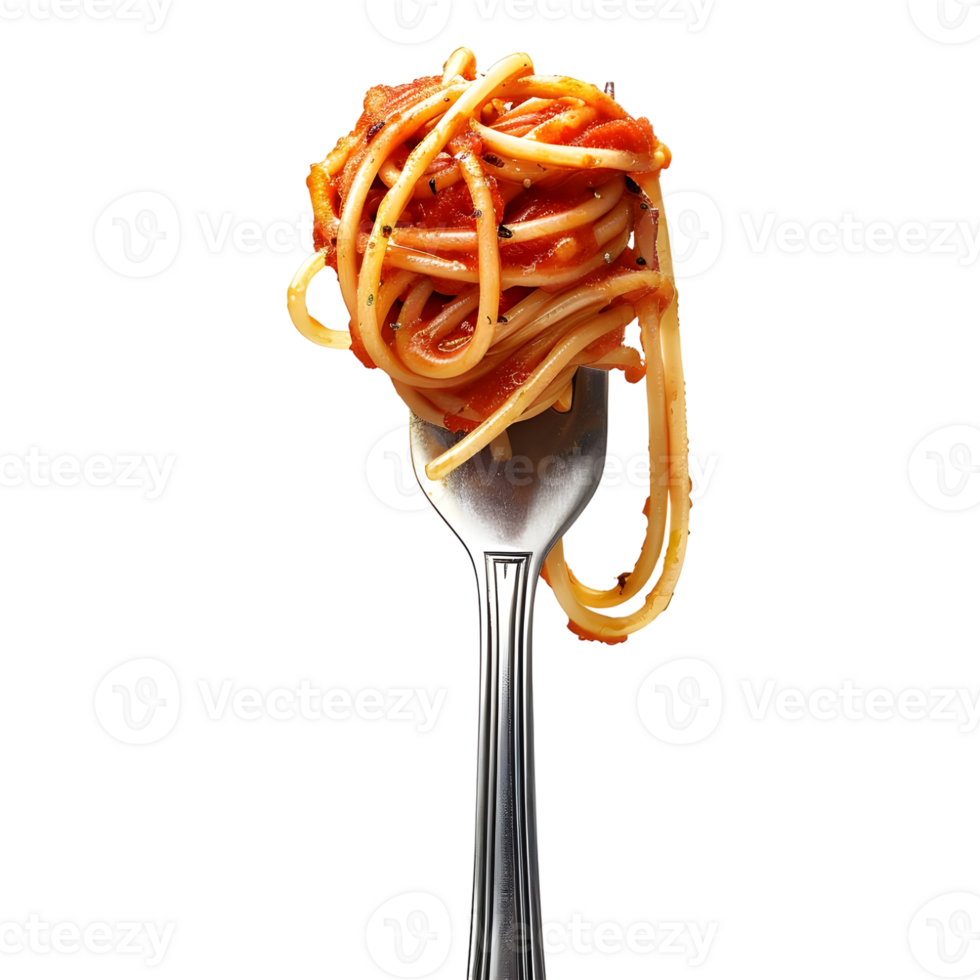 Spaghetti or Noodles on a Knife on Transparent Background png