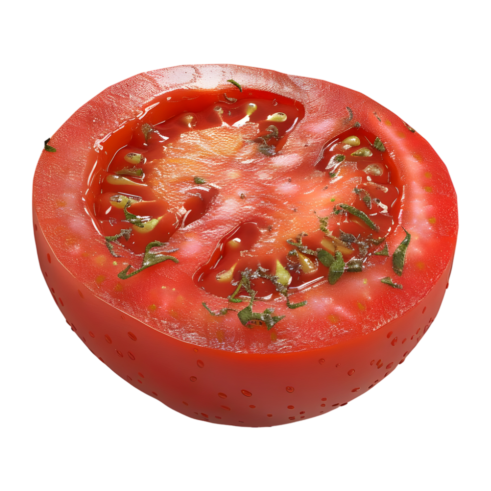 3D Rendering of a Red Tomato Slice on Transparent Background png