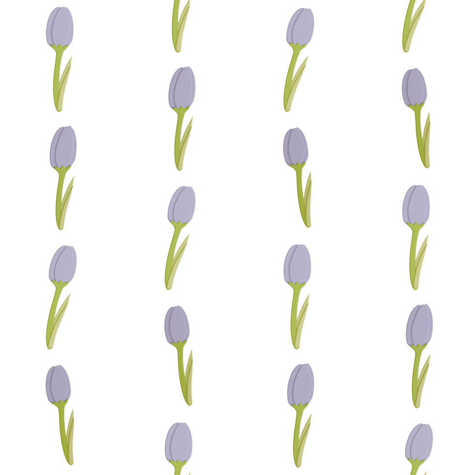 A seamless pattern of tulip transparent background in a Smooth shape floral concept,3D illustration png