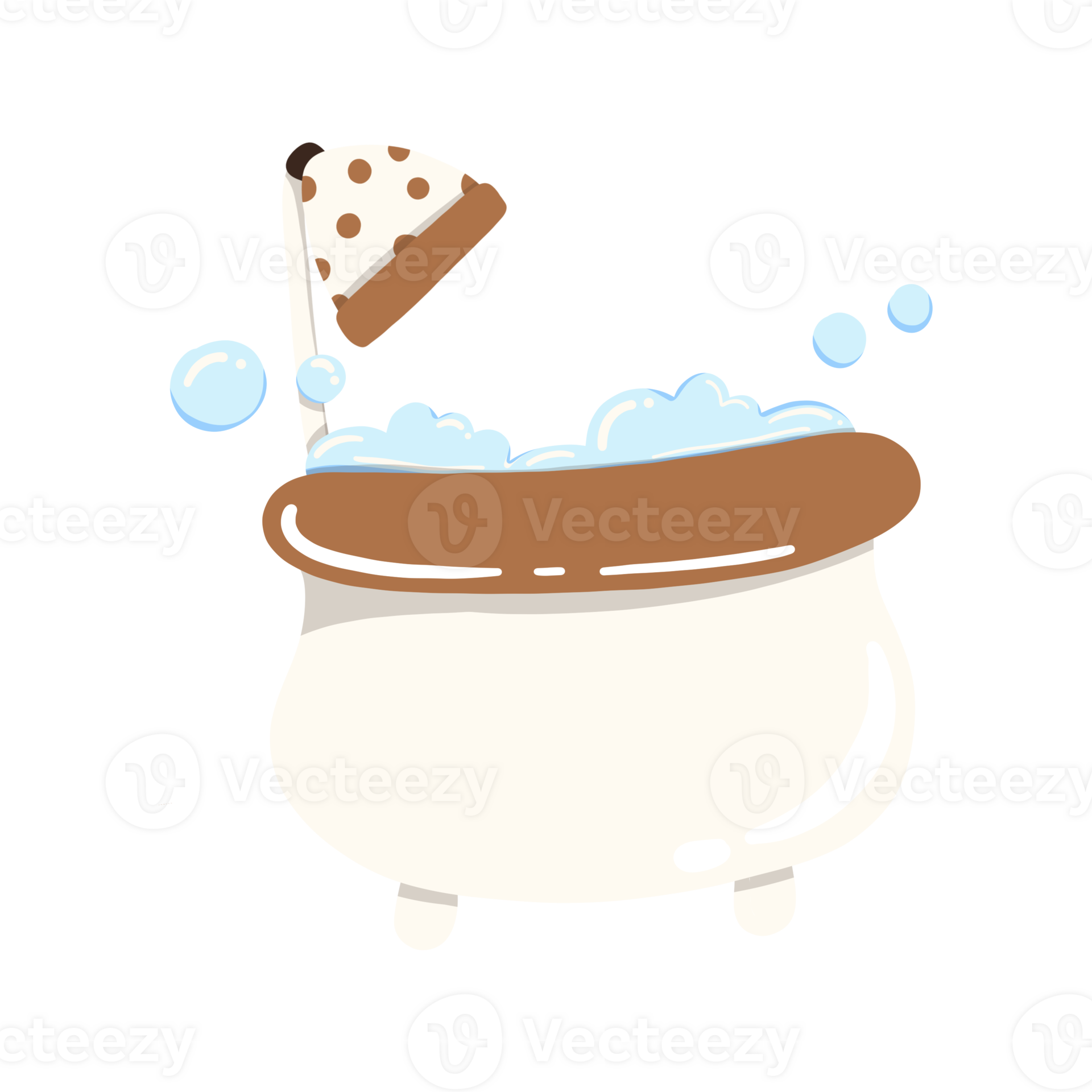 A cute cartoon bathtub image can be used to design fun and educational