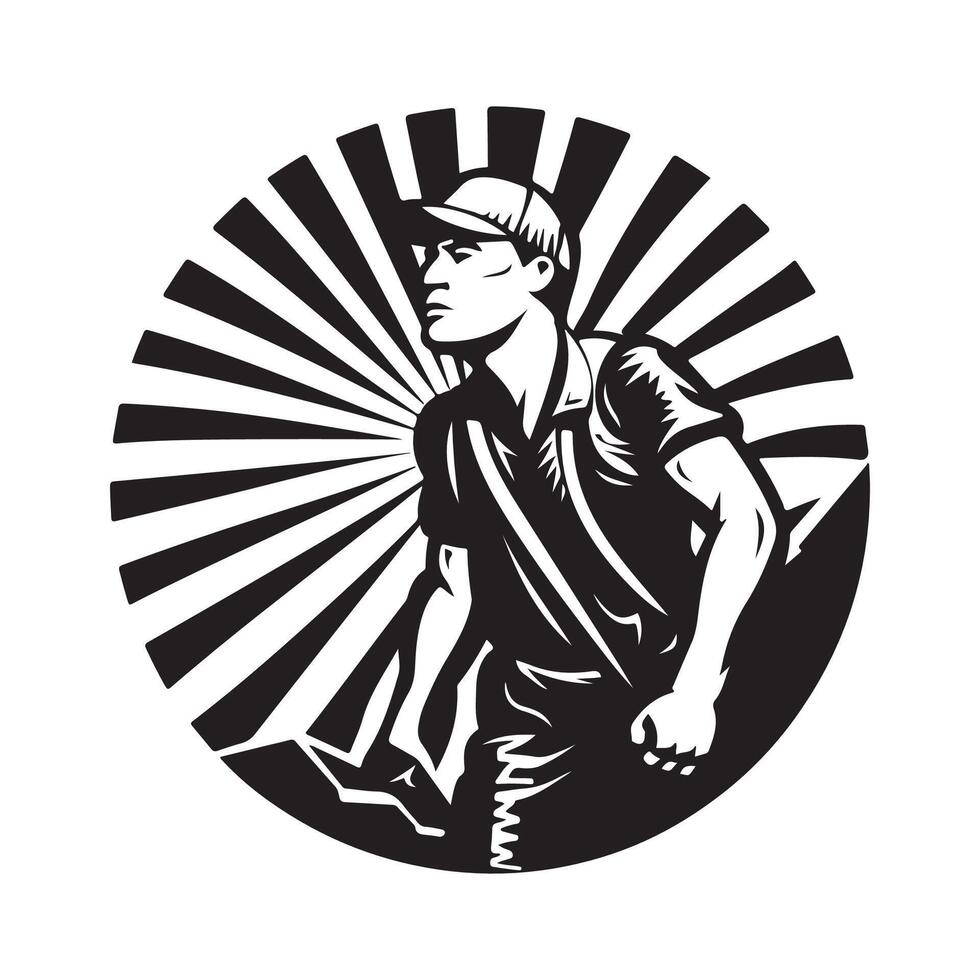 Worker Logo in circle design Art, Icons, and Graphics vector