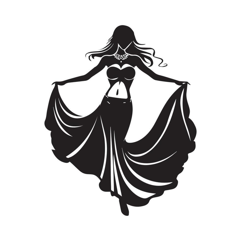 Belly Dancer Silhouette Stock Illustrations isolated on white vector