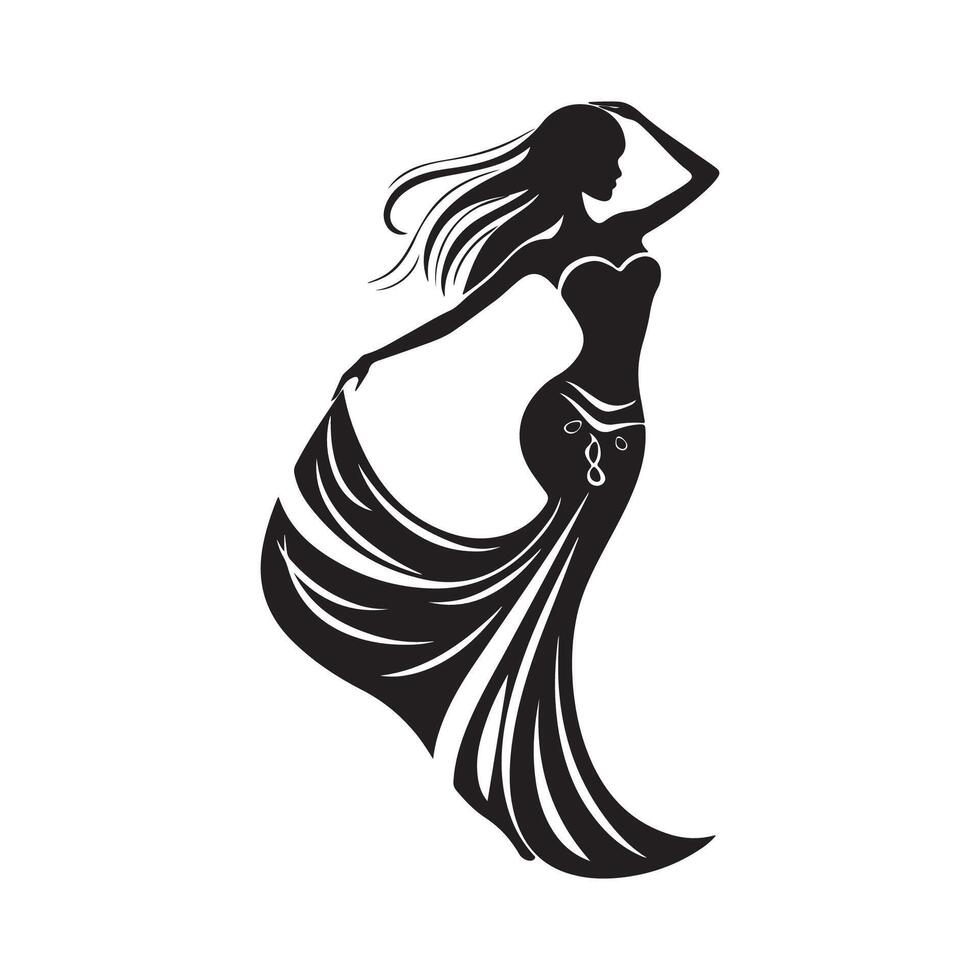 Belly Dancer Silhouette Stock Illustrations isolated on white vector