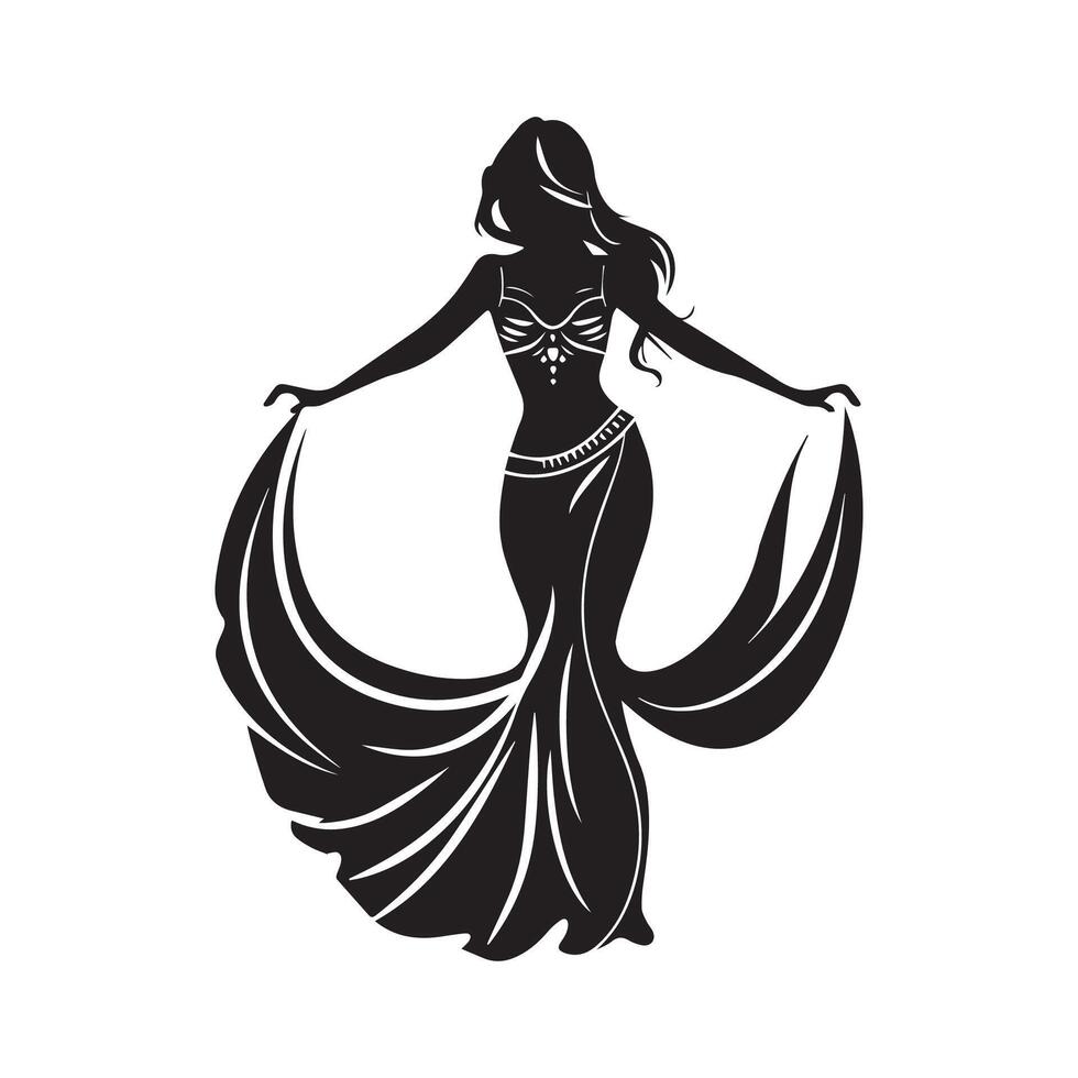 Belly Dancer Silhouette Stock Illustrations isolated on white vector