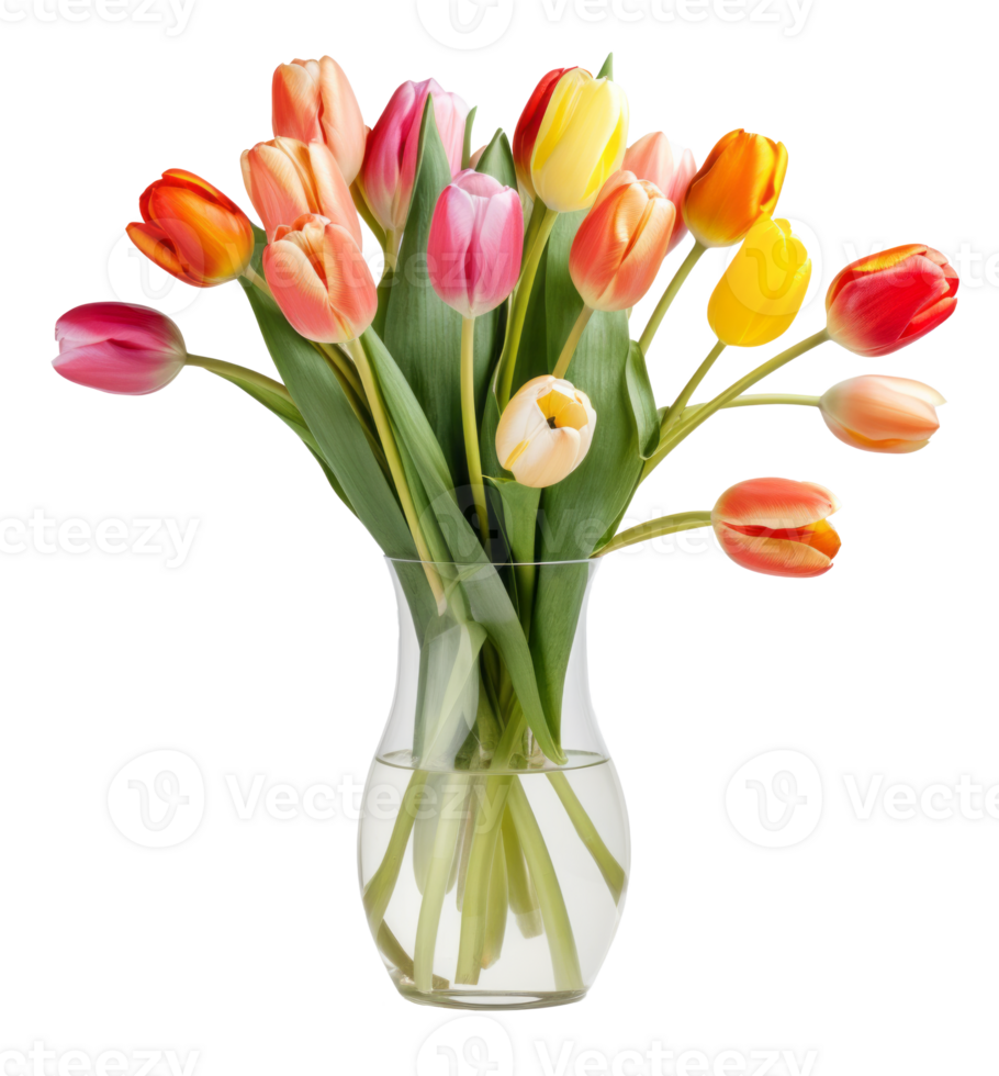 tulips in vase isolated on transparent background png