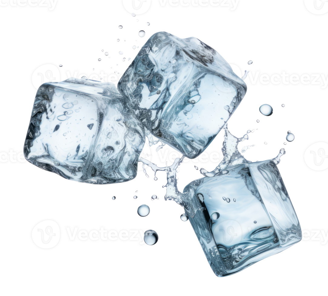 ice cubes dropping isolated on transparent background png