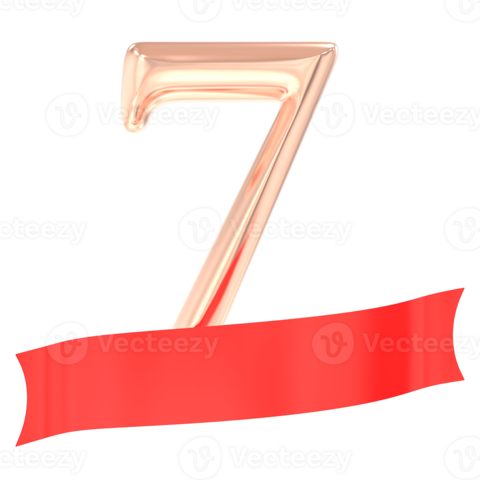Happy Anniversary 7 Years 3d Rendering png