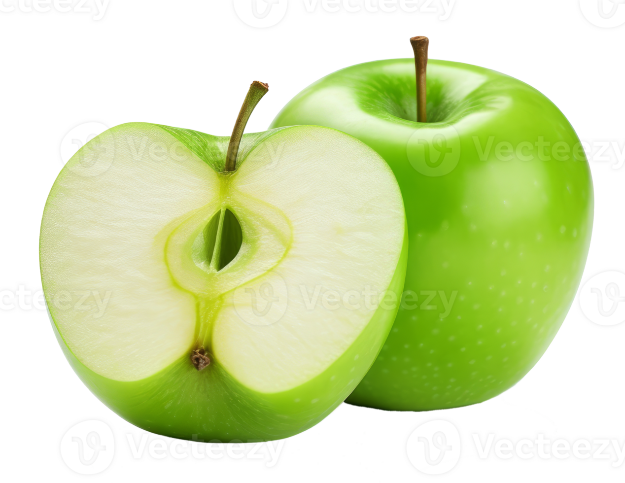 green apple isolated on transparent background png