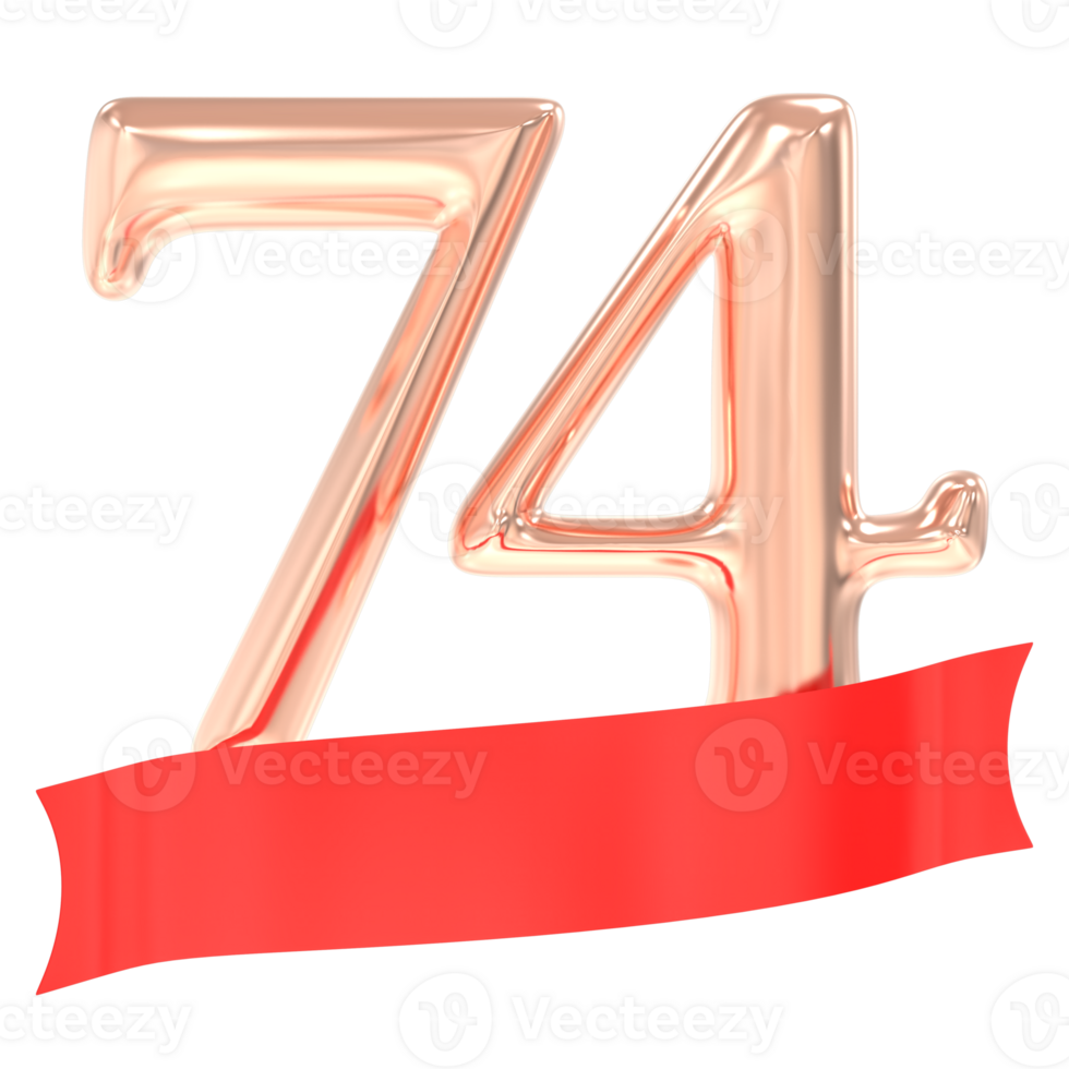 Happy Anniversary 74 Years 3d Rendering png