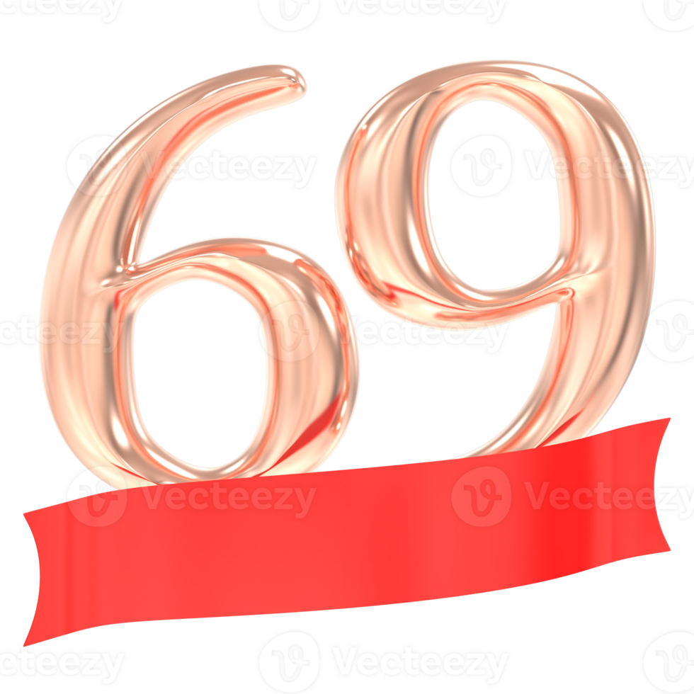 Happy Anniversary 69 Years 3d Rendering png