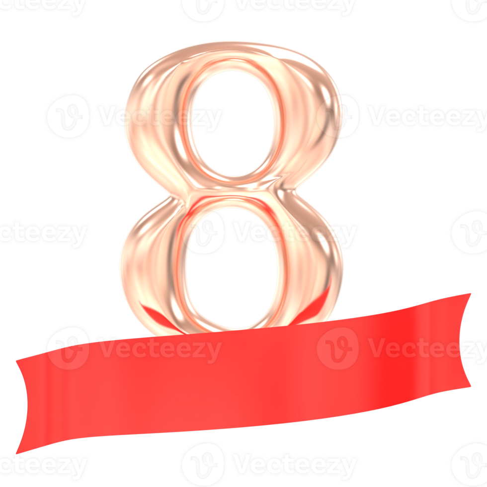 Happy Anniversary 8 Years 3d Rendering png