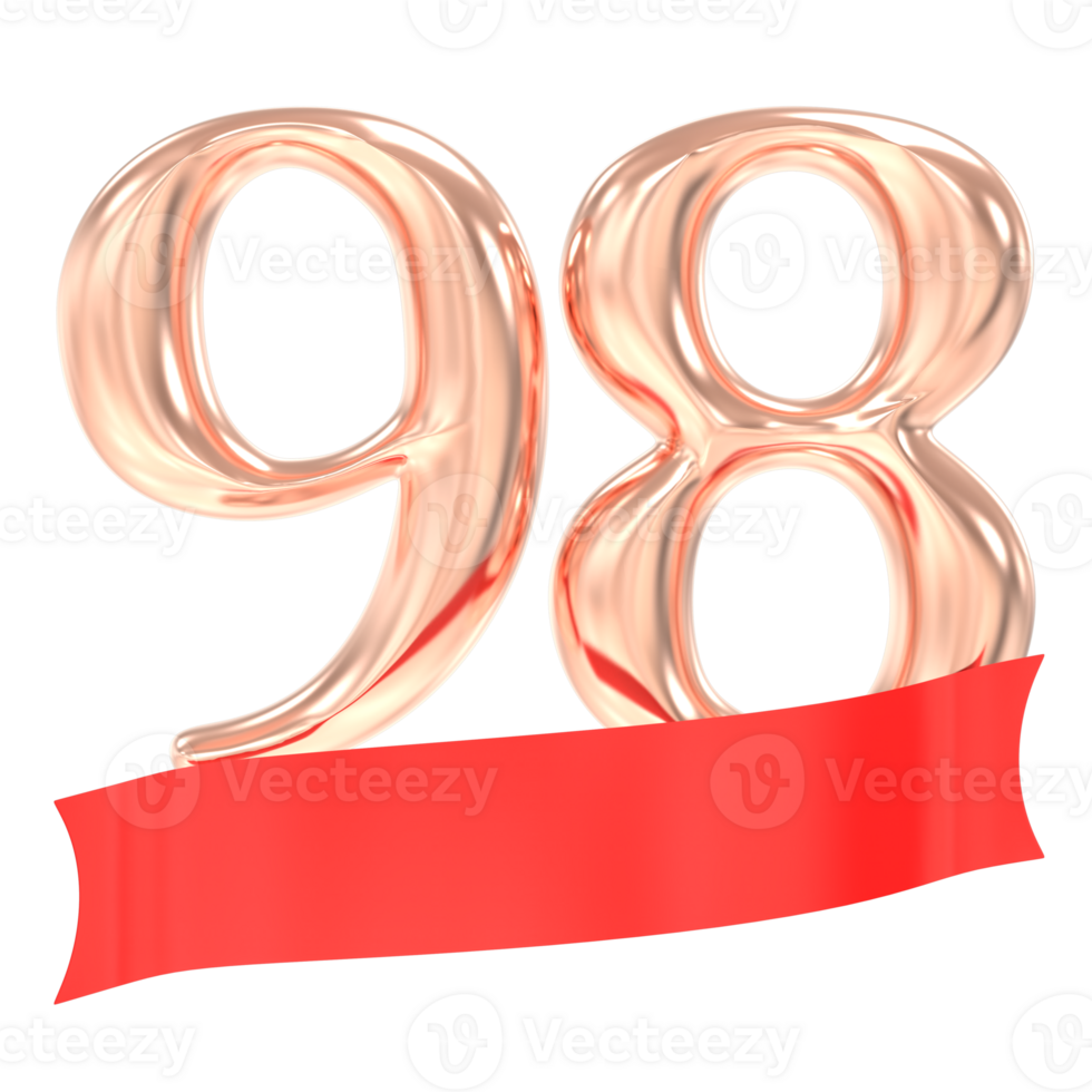 Happy Anniversary 98 Years 3d Rendering png