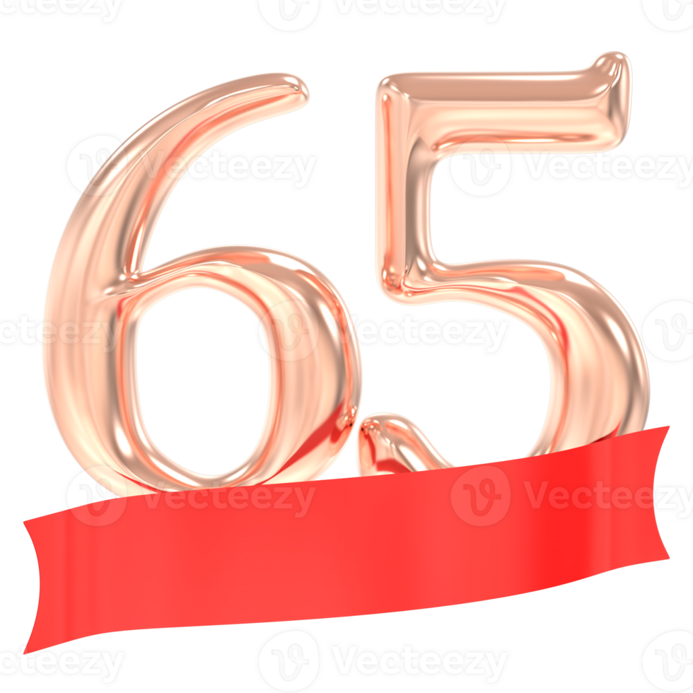 Happy Anniversary 65 Years 3d Rendering png