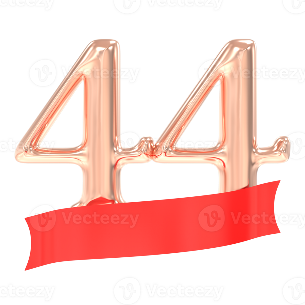 Happy Anniversary 44 Years 3d Rendering png