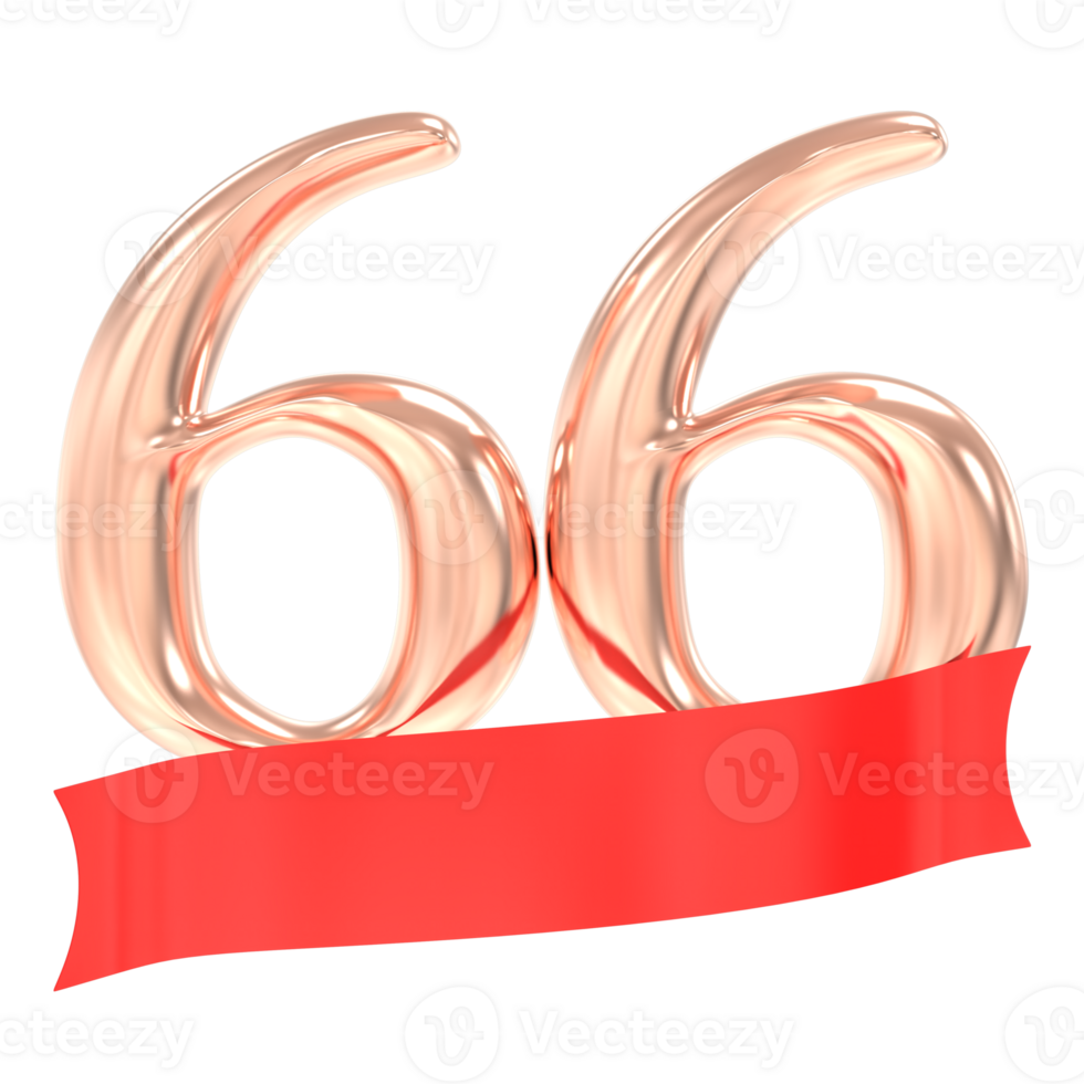 Happy Anniversary 66 Years 3d Rendering png