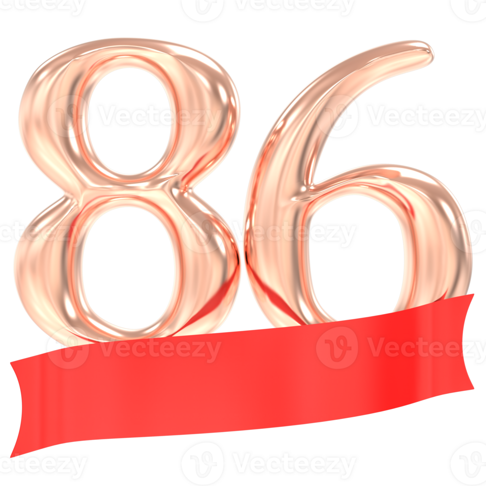 Happy Anniversary 86 Years 3d Rendering png
