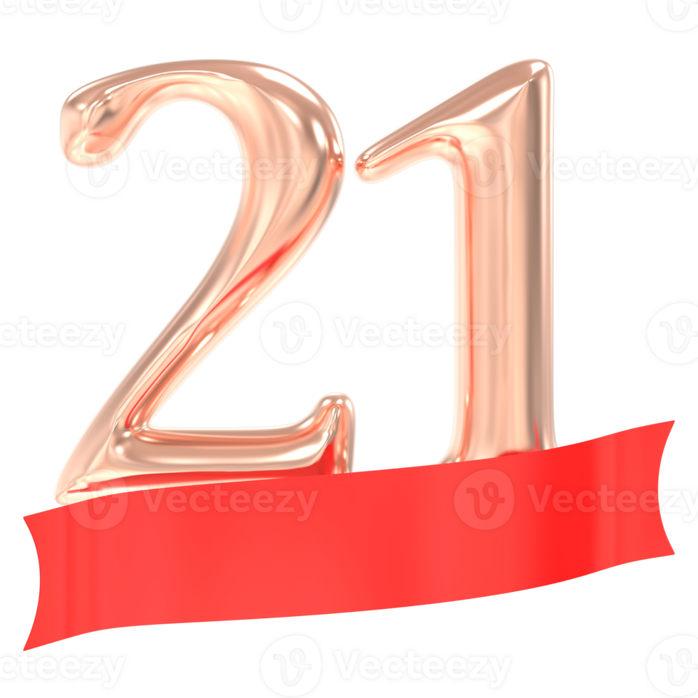 Happy Anniversary 21 Years 3d Rendering png