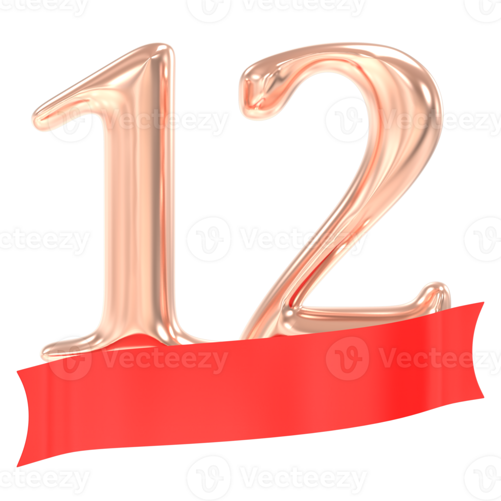 Happy Anniversary 12 Years 3d Rendering png