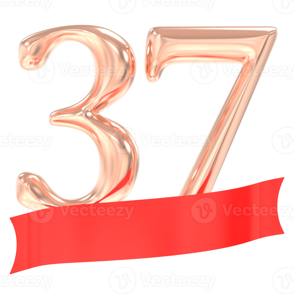 Happy Anniversary 37 Years 3d Rendering png