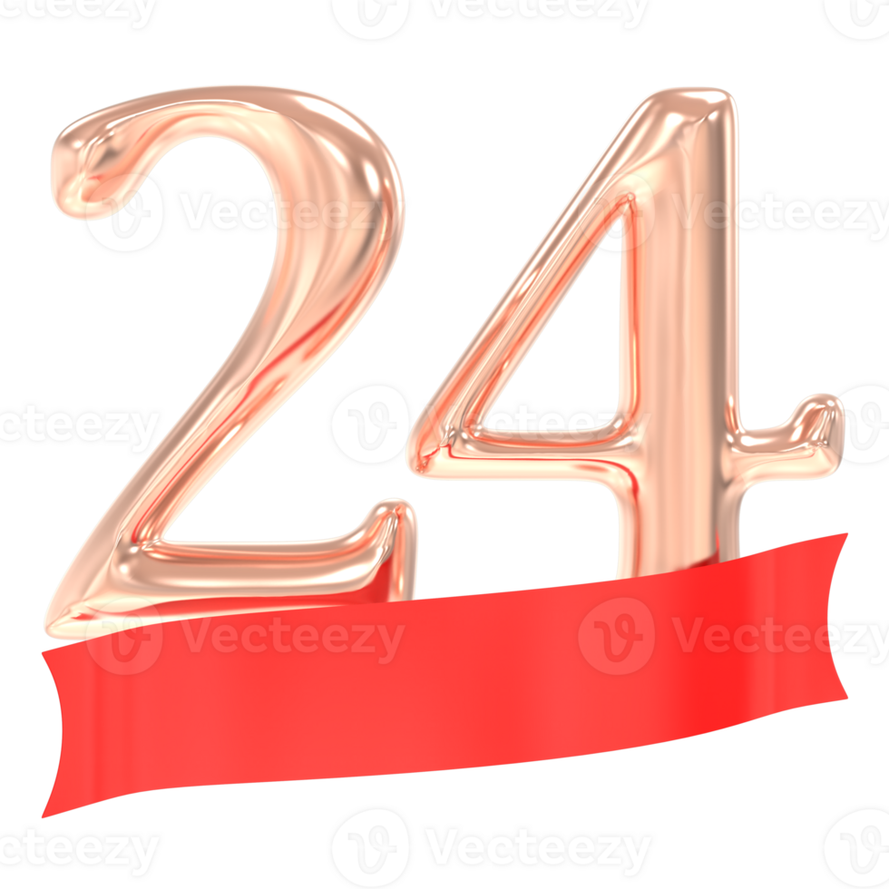 Happy Anniversary 24 Years 3d Rendering png