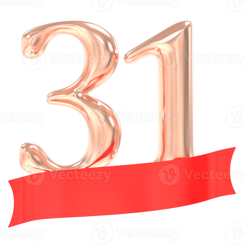 Happy Anniversary 31 Years 3d Rendering png