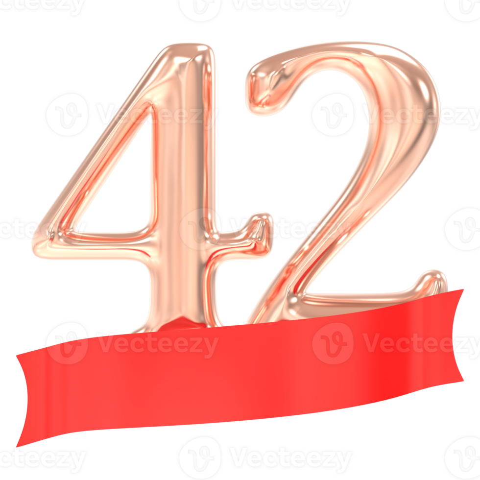 Happy Anniversary 42 Years 3d Rendering png