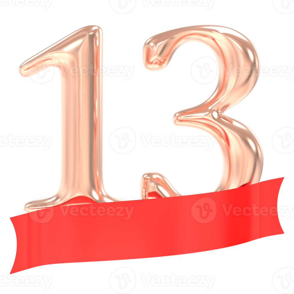 Happy Anniversary 13 Years 3d Rendering png