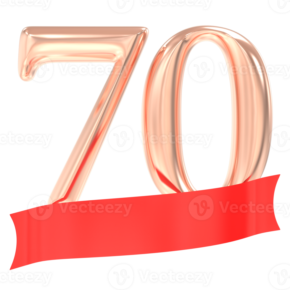 Happy Anniversary 70 Years 3d Rendering png