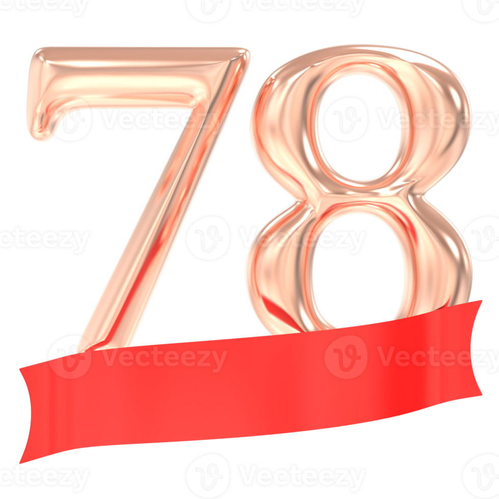Happy Anniversary 78 Years 3d Rendering png