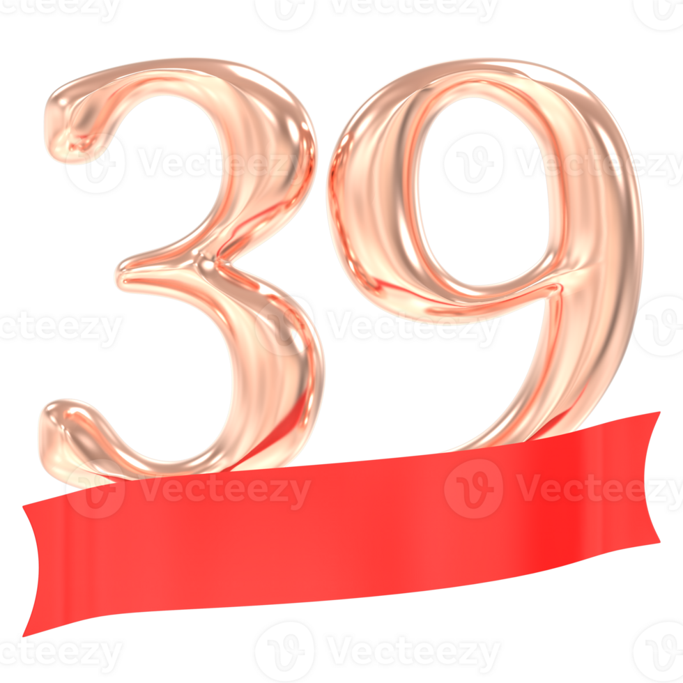 Happy Anniversary 39 Years 3d Rendering png