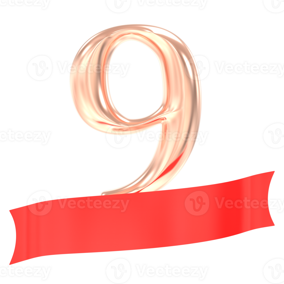 Happy Anniversary 9 Years 3d Rendering png