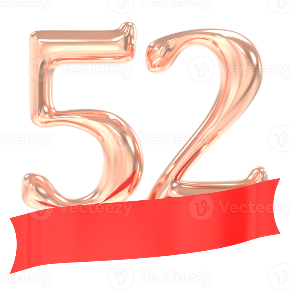Happy Anniversary 52 Years 3d Rendering png