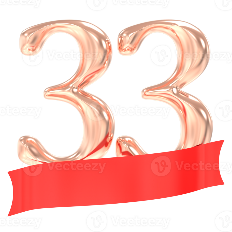 Happy Anniversary 33 Years 3d Rendering png
