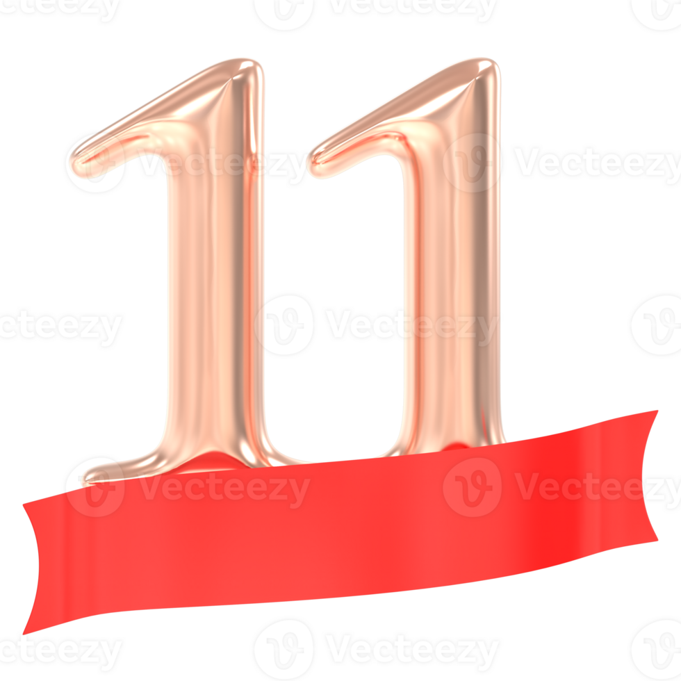 Happy Anniversary 11 Years 3d Rendering png