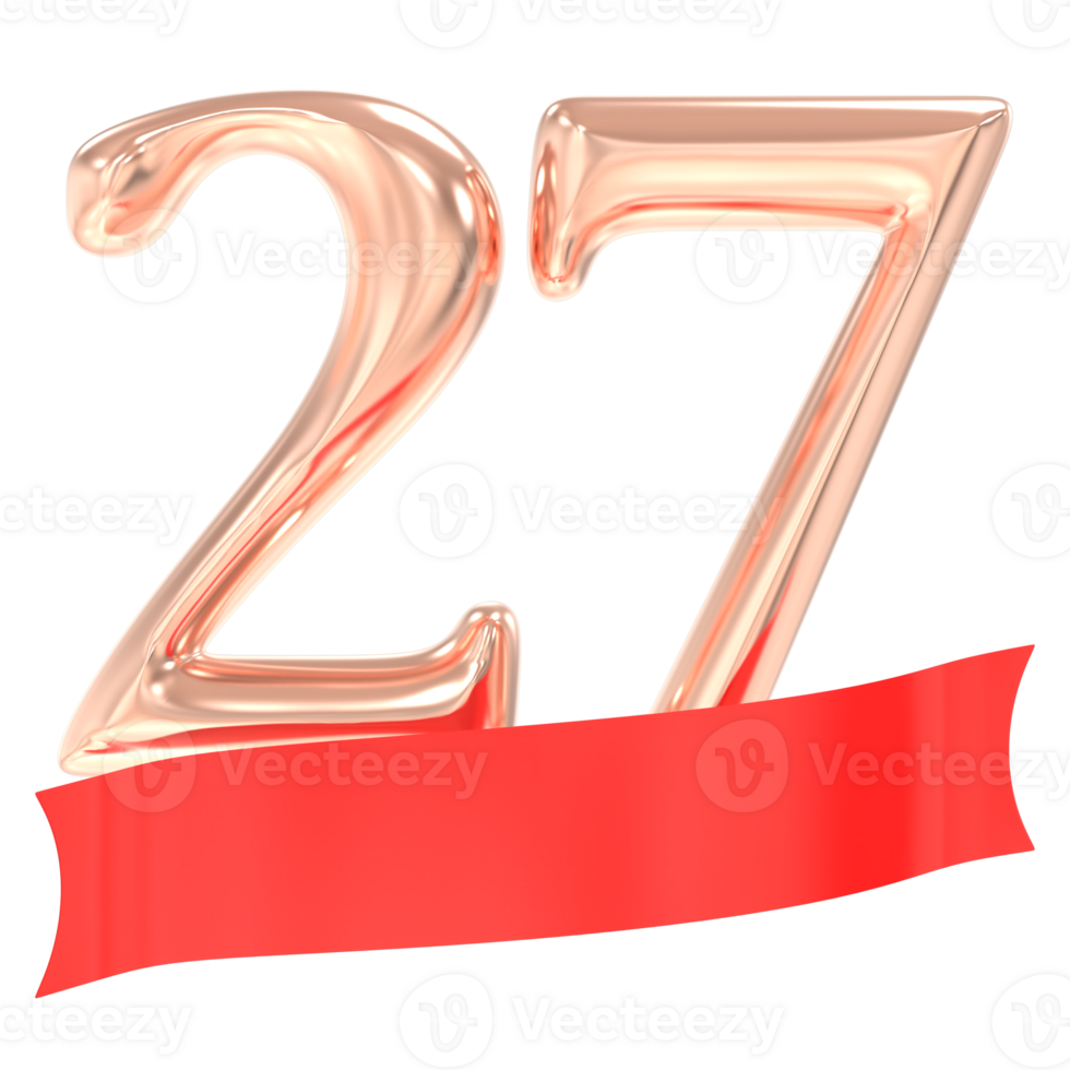 Happy Anniversary 27 Years 3d Rendering png