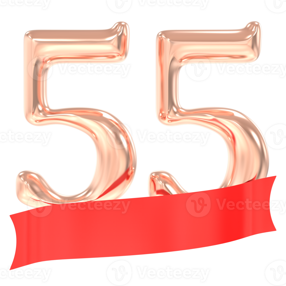 Happy Anniversary 55 Years 3d Rendering png