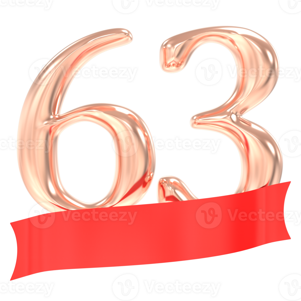 Happy Anniversary 63 Years 3d Rendering png
