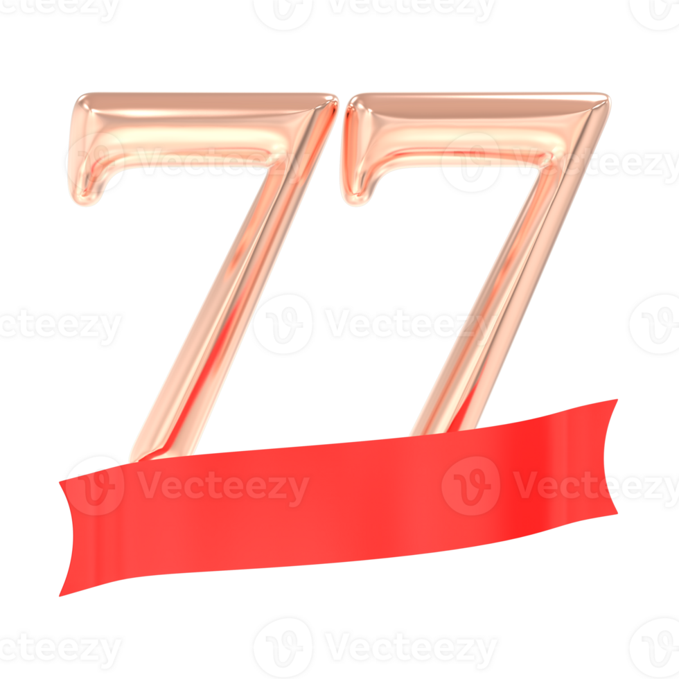 Happy Anniversary 77 Years 3d Rendering png