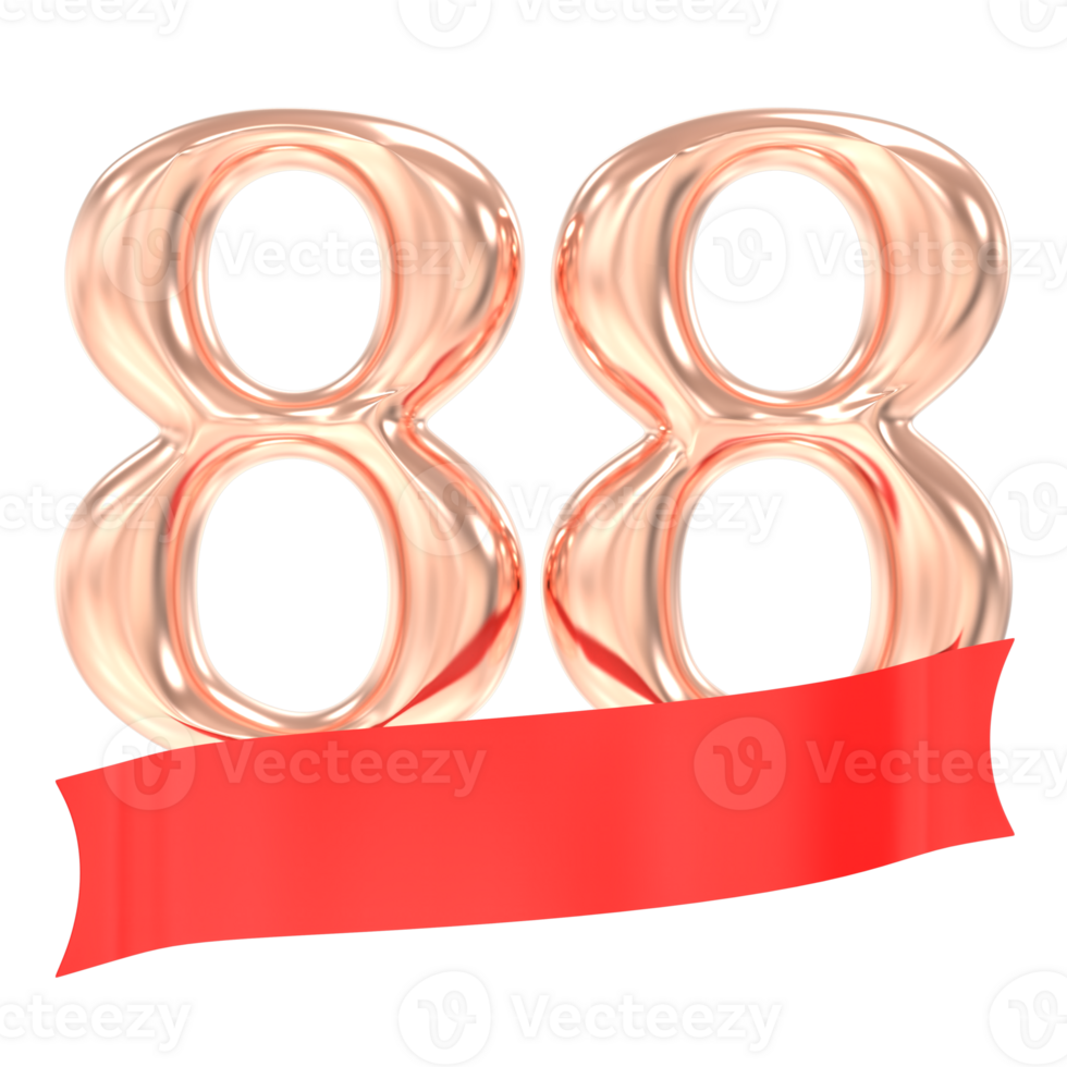 Happy Anniversary 88 Years 3d Rendering png