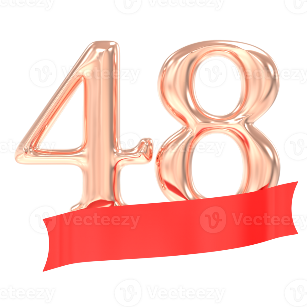 Happy Anniversary 48 Years 3d Rendering png