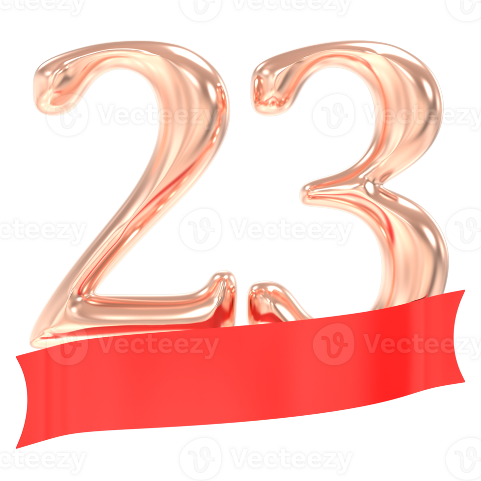 Happy Anniversary 23 Years 3d Rendering png