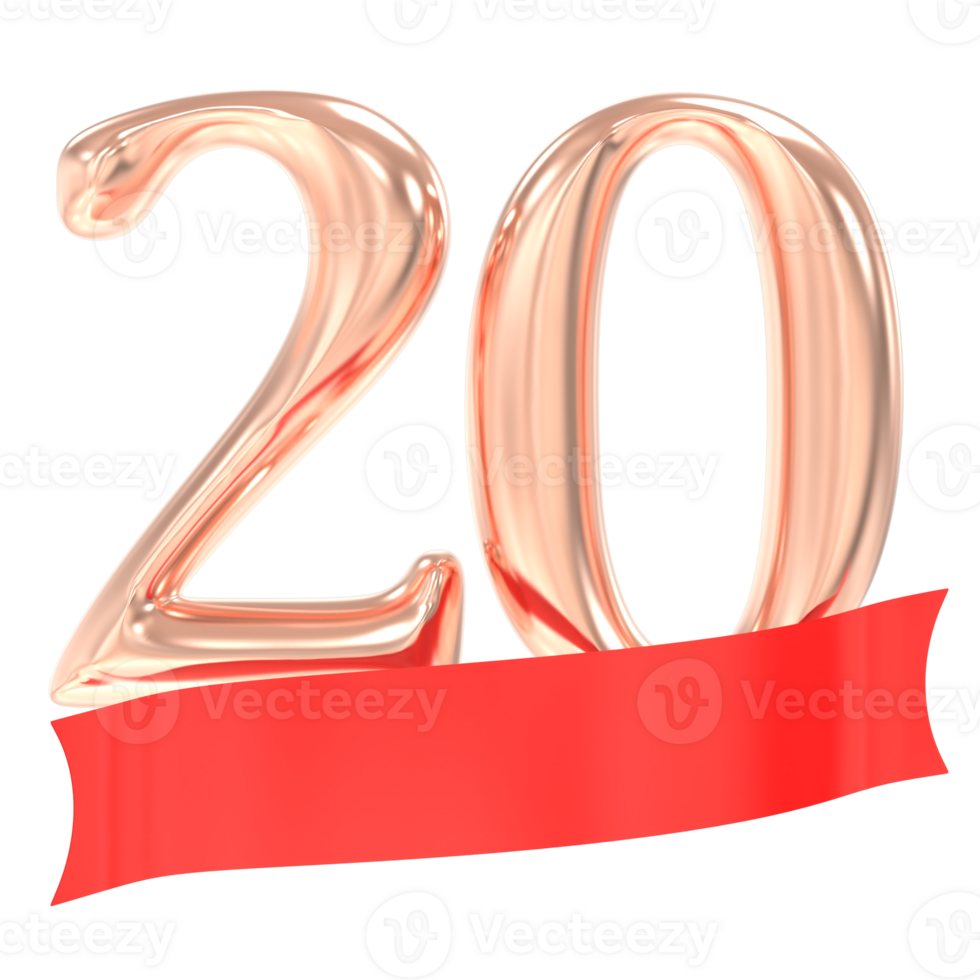 Happy Anniversary 20 Years 3d Rendering png