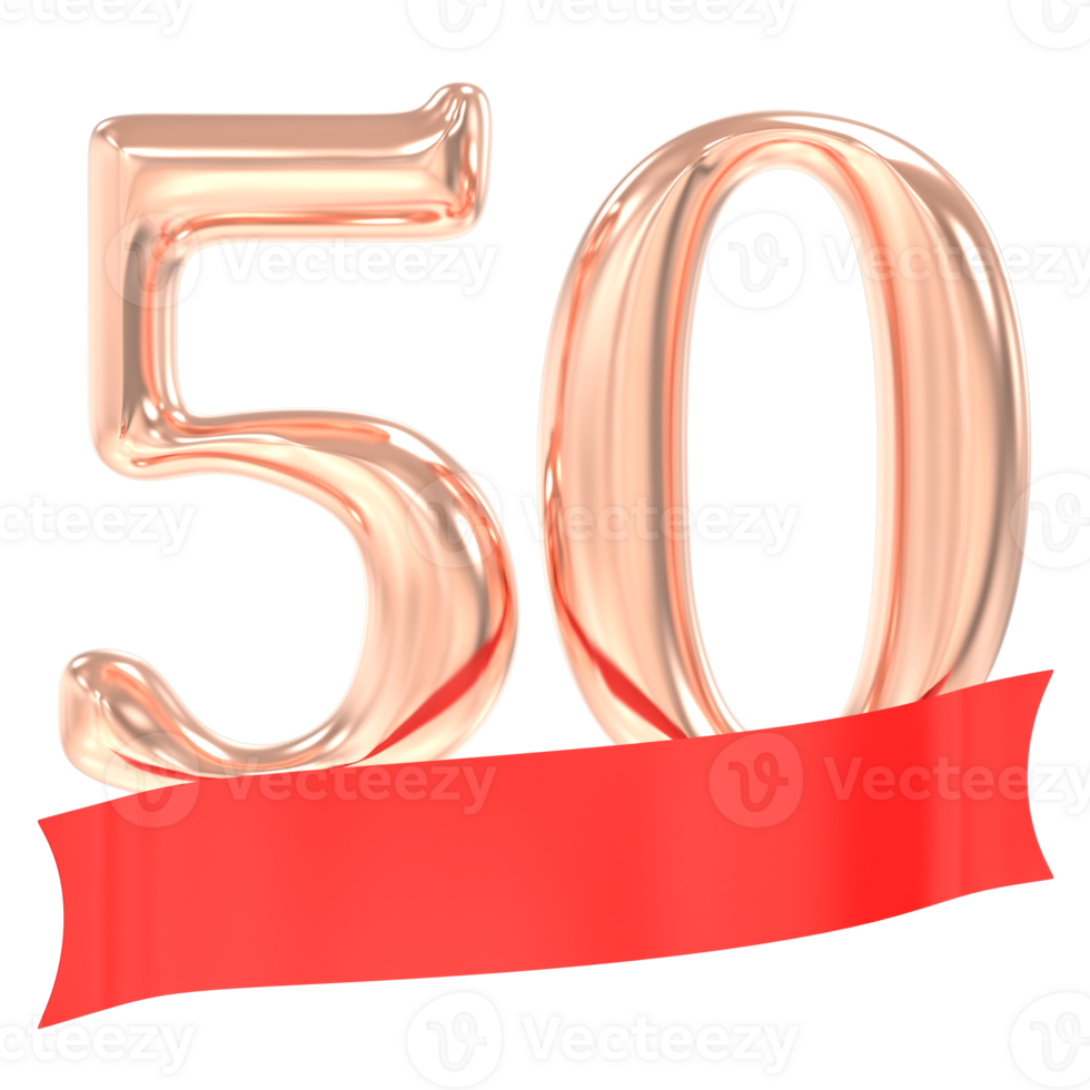 Happy Anniversary 50 Years 3d Rendering png