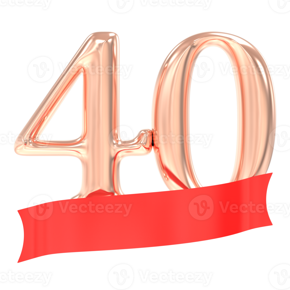 Happy Anniversary 40 Years 3d Rendering png