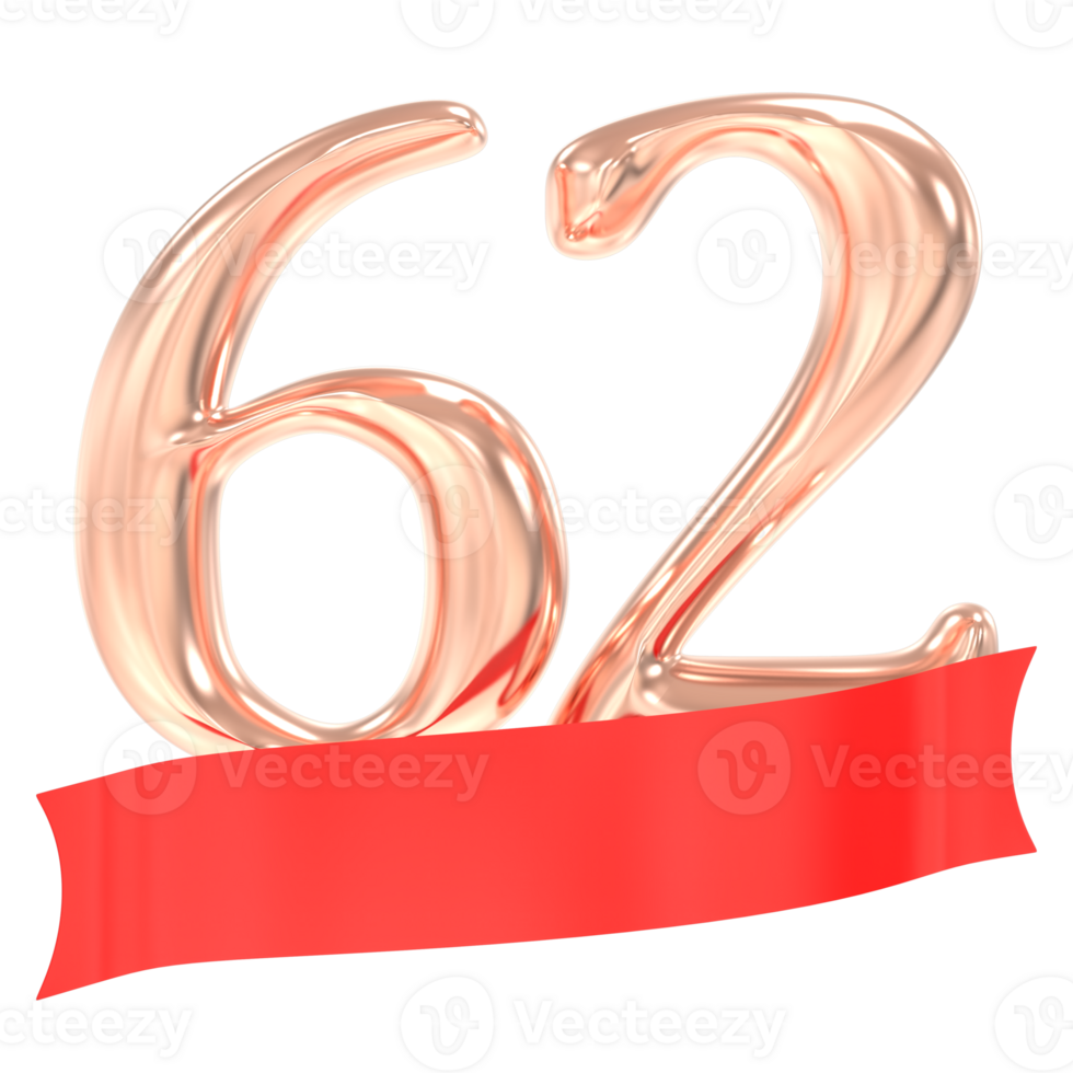 Happy Anniversary 62 Years 3d Rendering png
