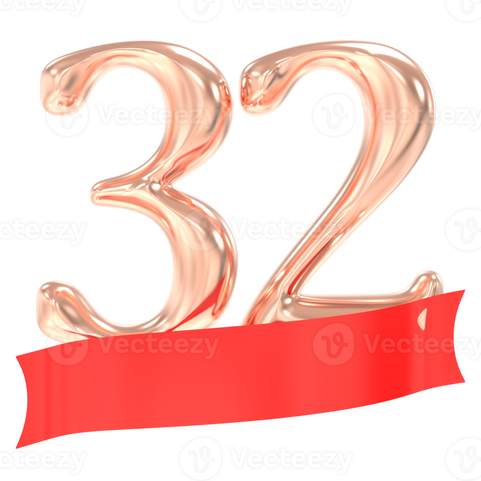 Happy Anniversary 32 Years 3d Rendering png