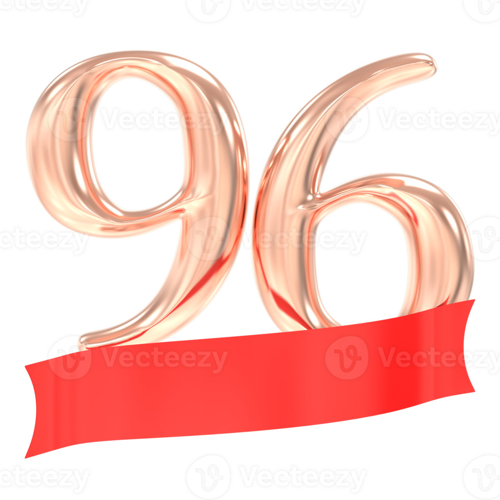 Happy Anniversary 96 Years 3d Rendering png