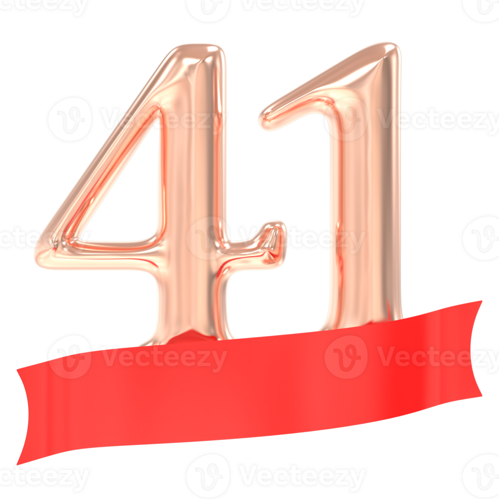 Happy Anniversary 41 Years 3d Rendering png