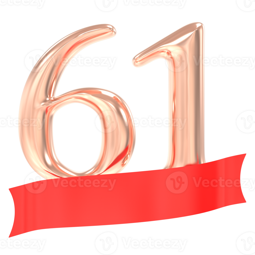 Happy Anniversary 61 Years 3d Rendering png