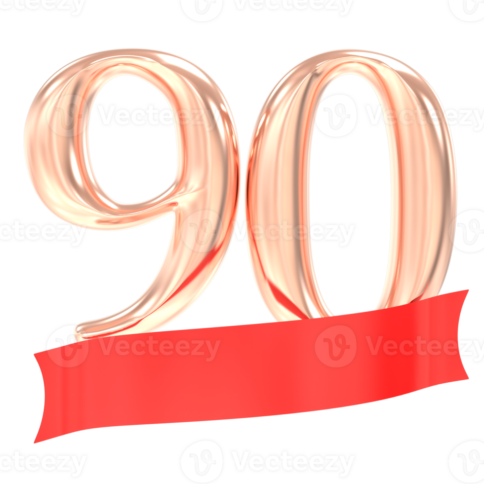 Happy Anniversary 90 Years 3d Rendering png